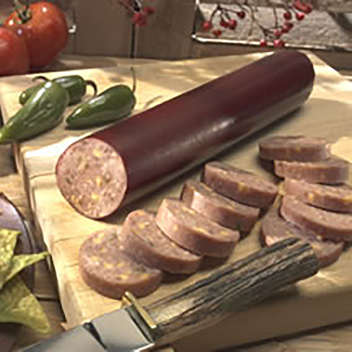 Summer Sausage, Pork & Venison with Jalapeno and Cheese 12oz (6-packages)
